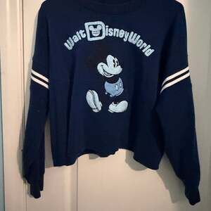 Disney Parks Walt Disney World Mickey Mouse Navy Blue Cropped Sweatshirt